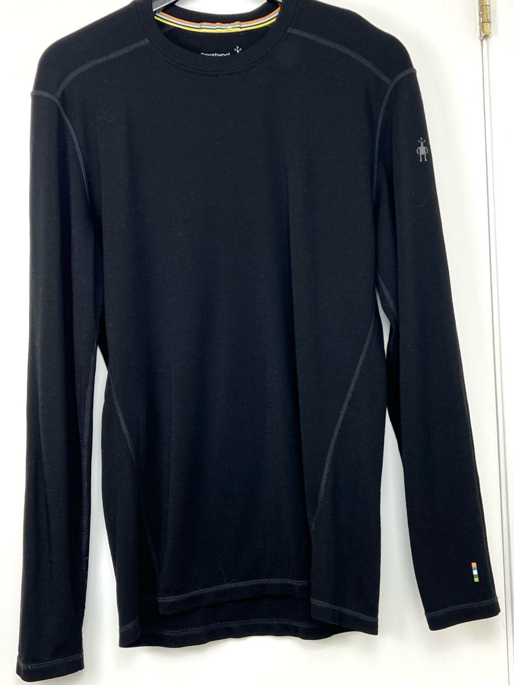 Smartwool Men’s Long Sleeve Merino Wool Layering Active Top sz M Black Outdoor